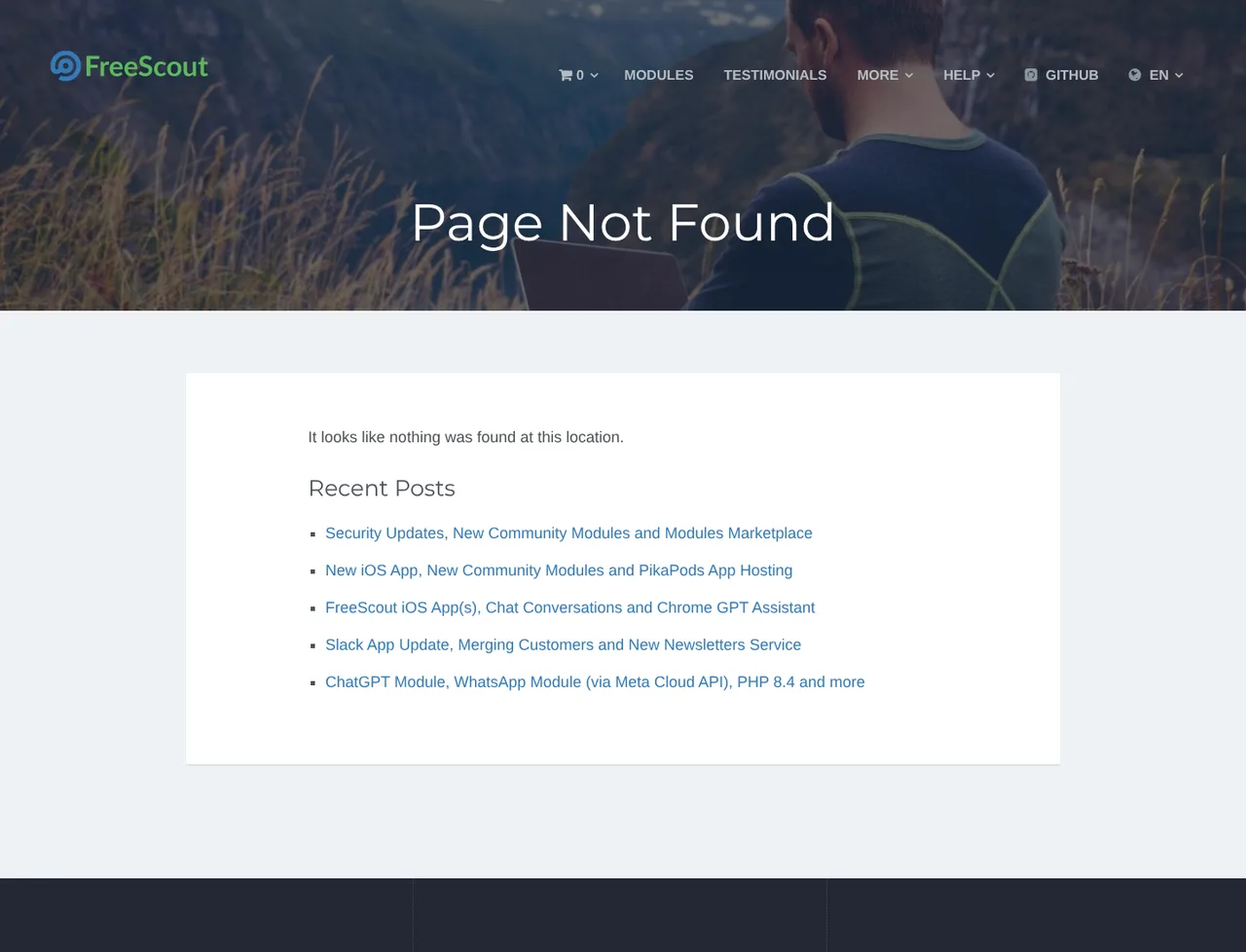 FreeScout pricing page, showing the published plans and prices recorded on this page